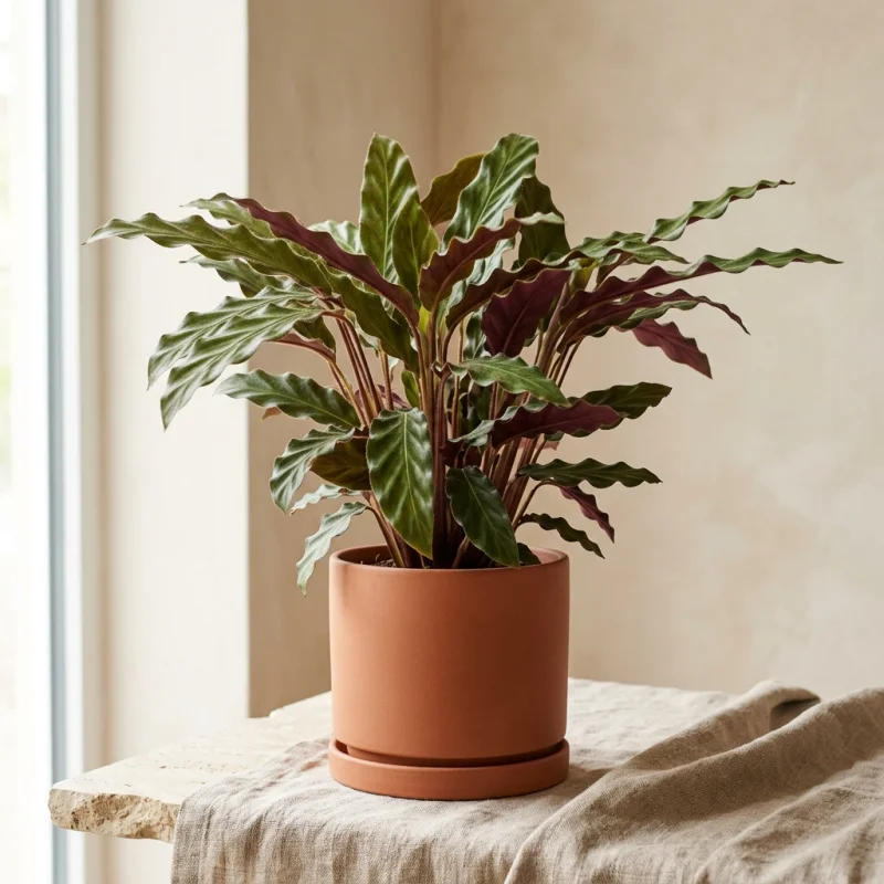 Goeppertia rufibarba — Kalatea aksamitna (Calathea rufibarba)